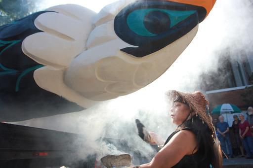 Tribe trucks totem pole 4,800 miles in fossil fuels protest